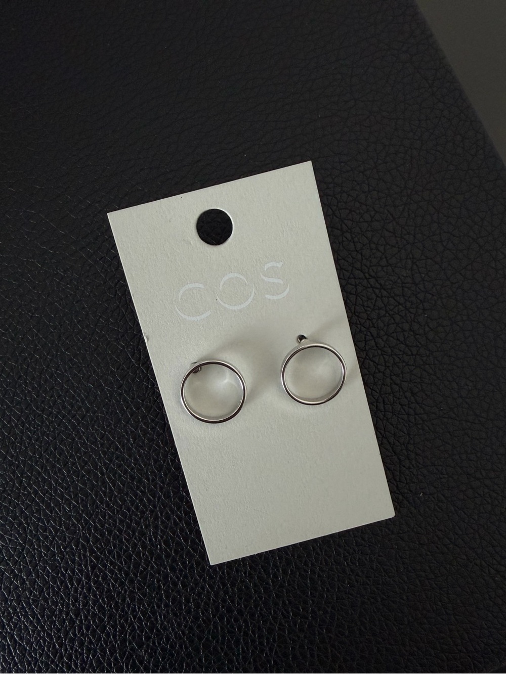 COS Silver Thin Hoop Stud Earrings